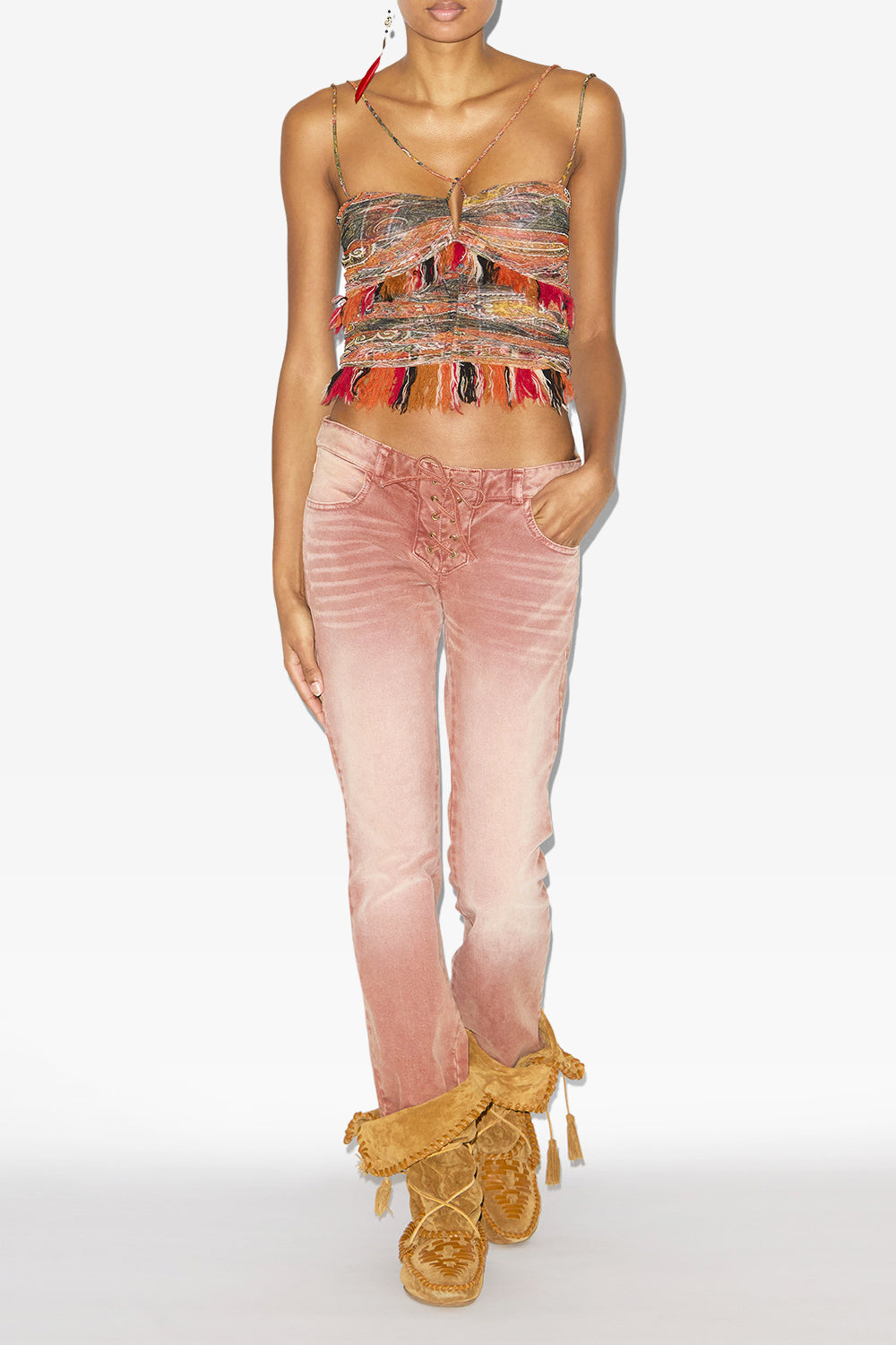 Top à bretelles darlene en tulle imprimé - Orange - Woman - 2