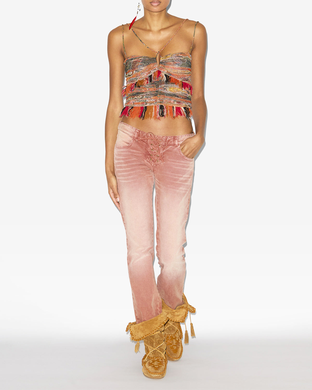 Darlene strappy printed tulle top - Orange - Woman - 1