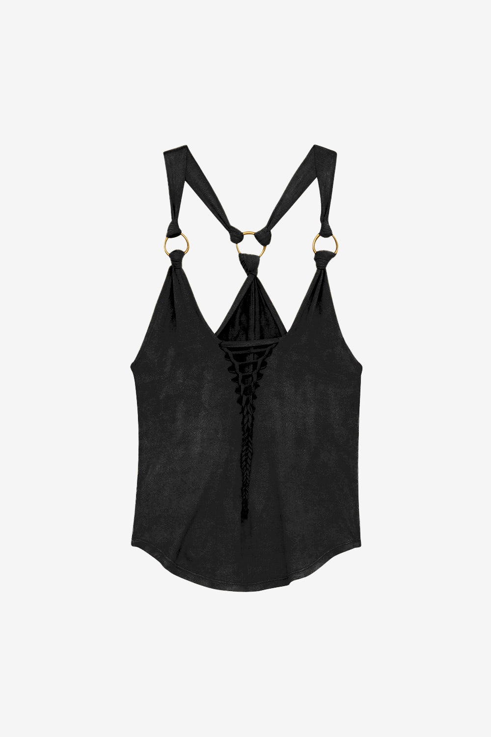 Sakina draped faux suede leather top - Black - Woman - 1