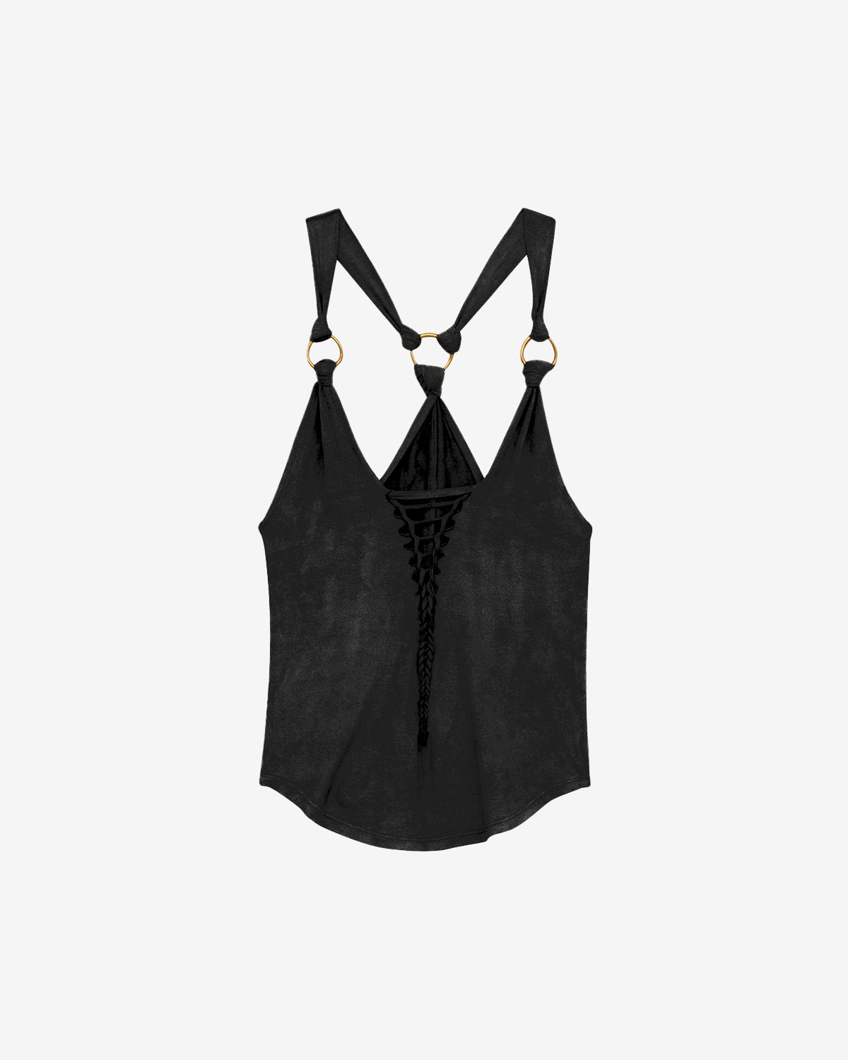 Sakina draped faux suede leather top - Black - Woman - 3