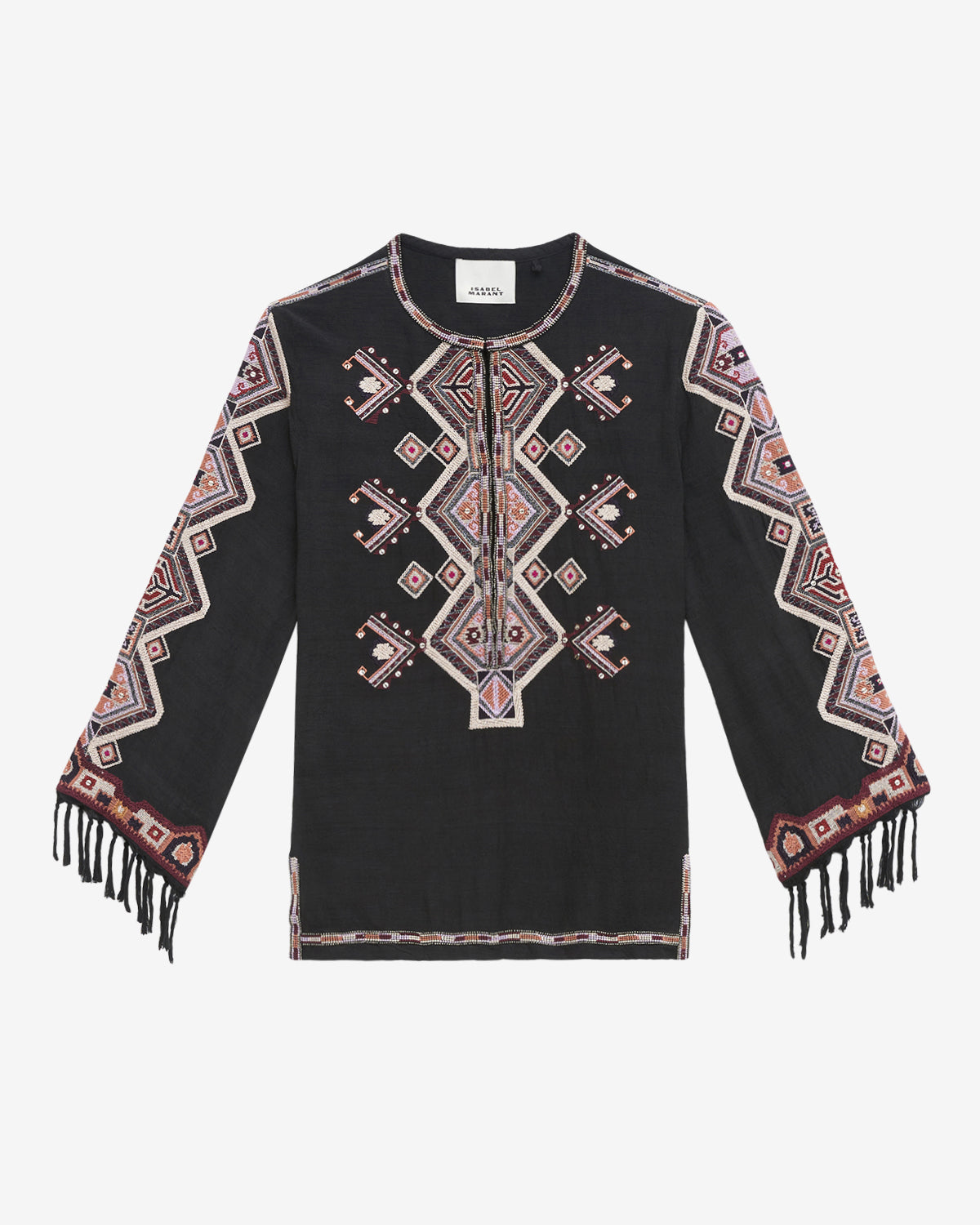 Zelda embroidered matka silk blouse - Black - Woman - 5