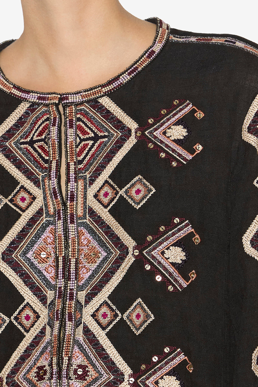 Zelda 자수 마트카 실크 블라우스 - 검은색 - Woman - 3