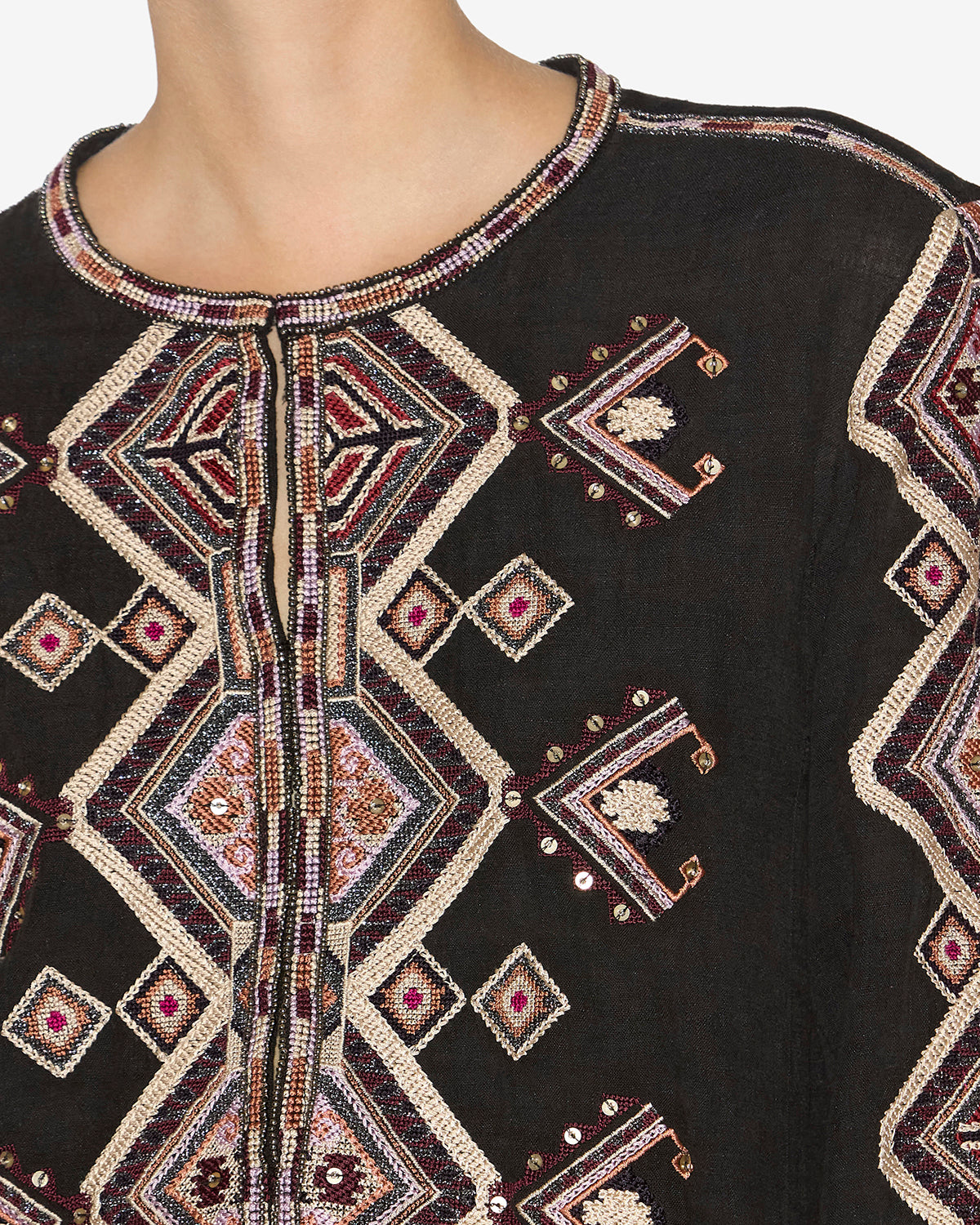 Zelda embroidered matka silk blouse - Black - Woman - 2