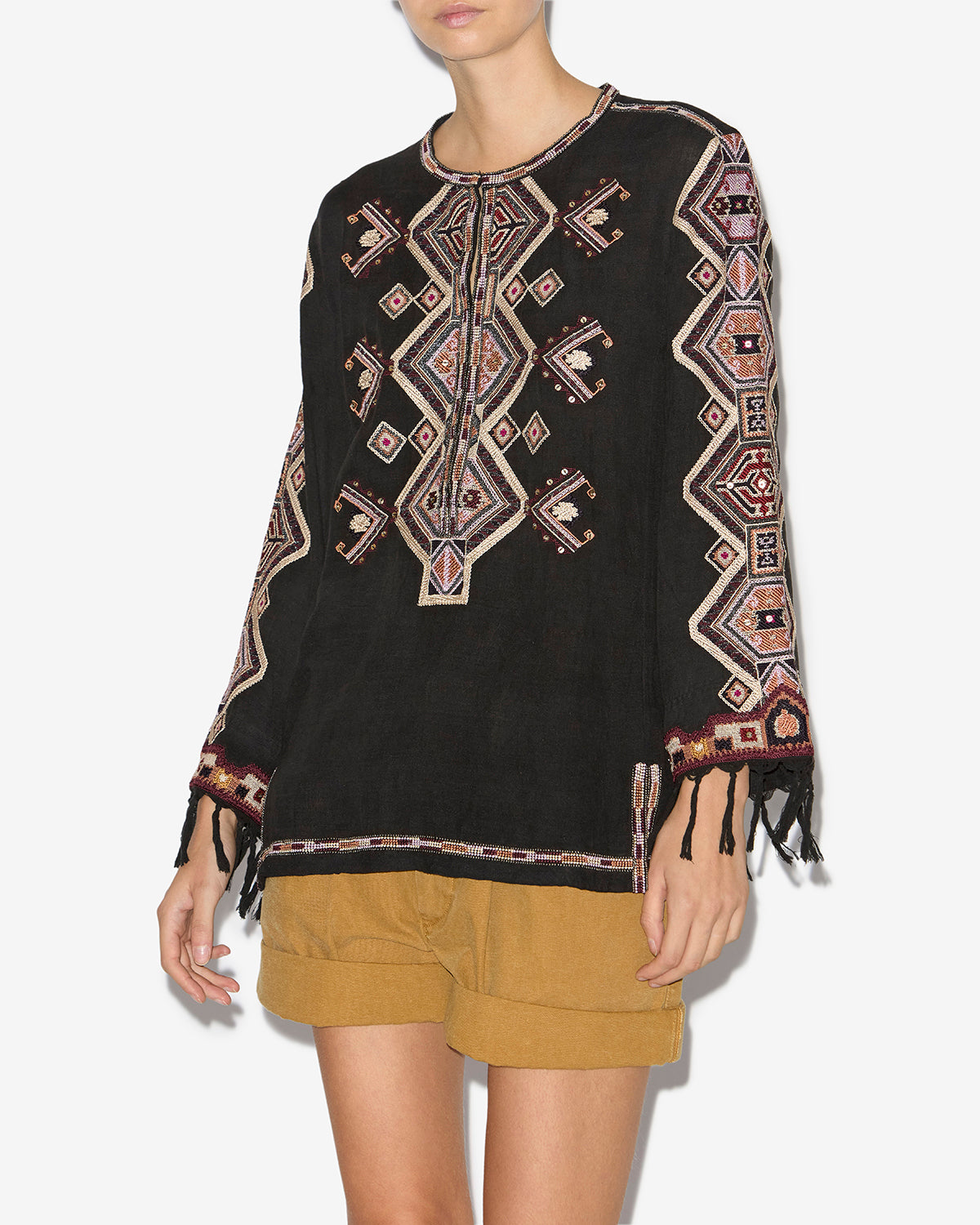 Zelda embroidered matka silk blouse - Black - Woman - 3