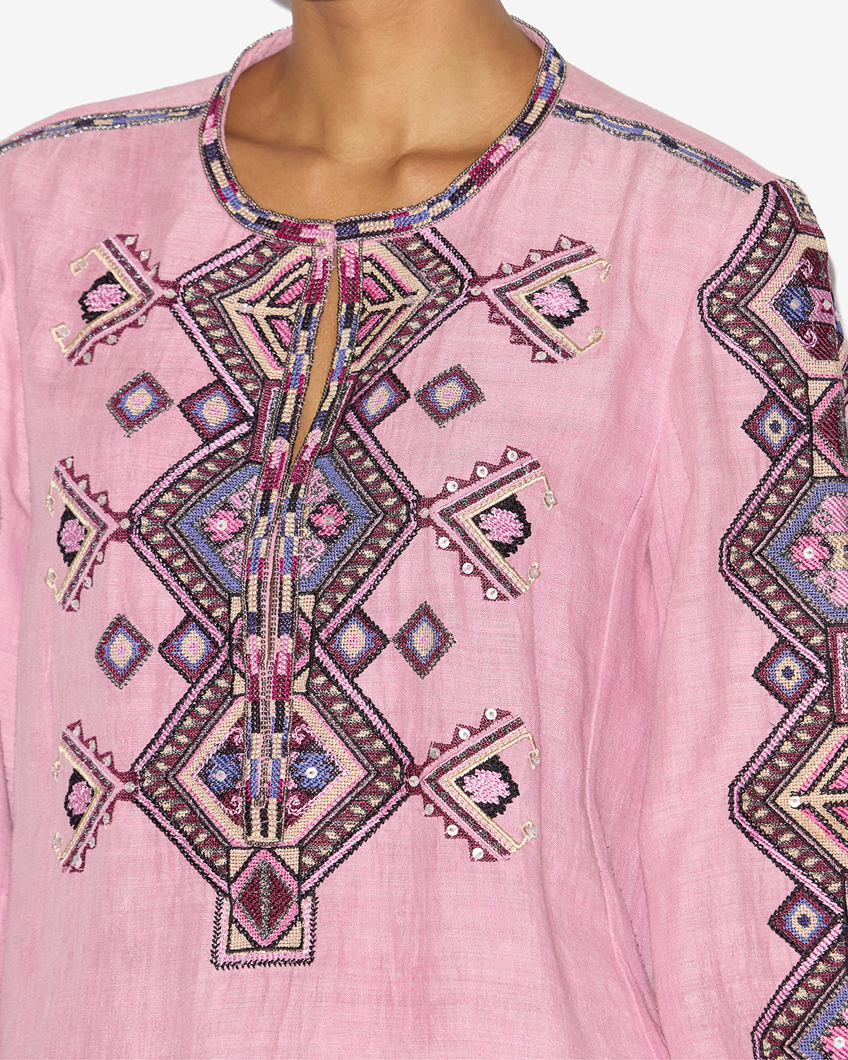Blusa zelda de seda matka bordada - Antique pink - Woman - 2