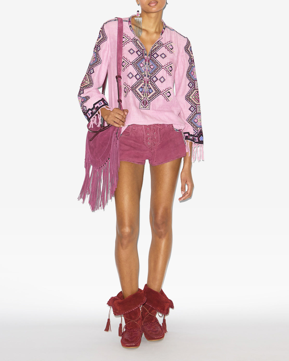 Blusa zelda de seda matka bordada - Antique pink - Woman - 1