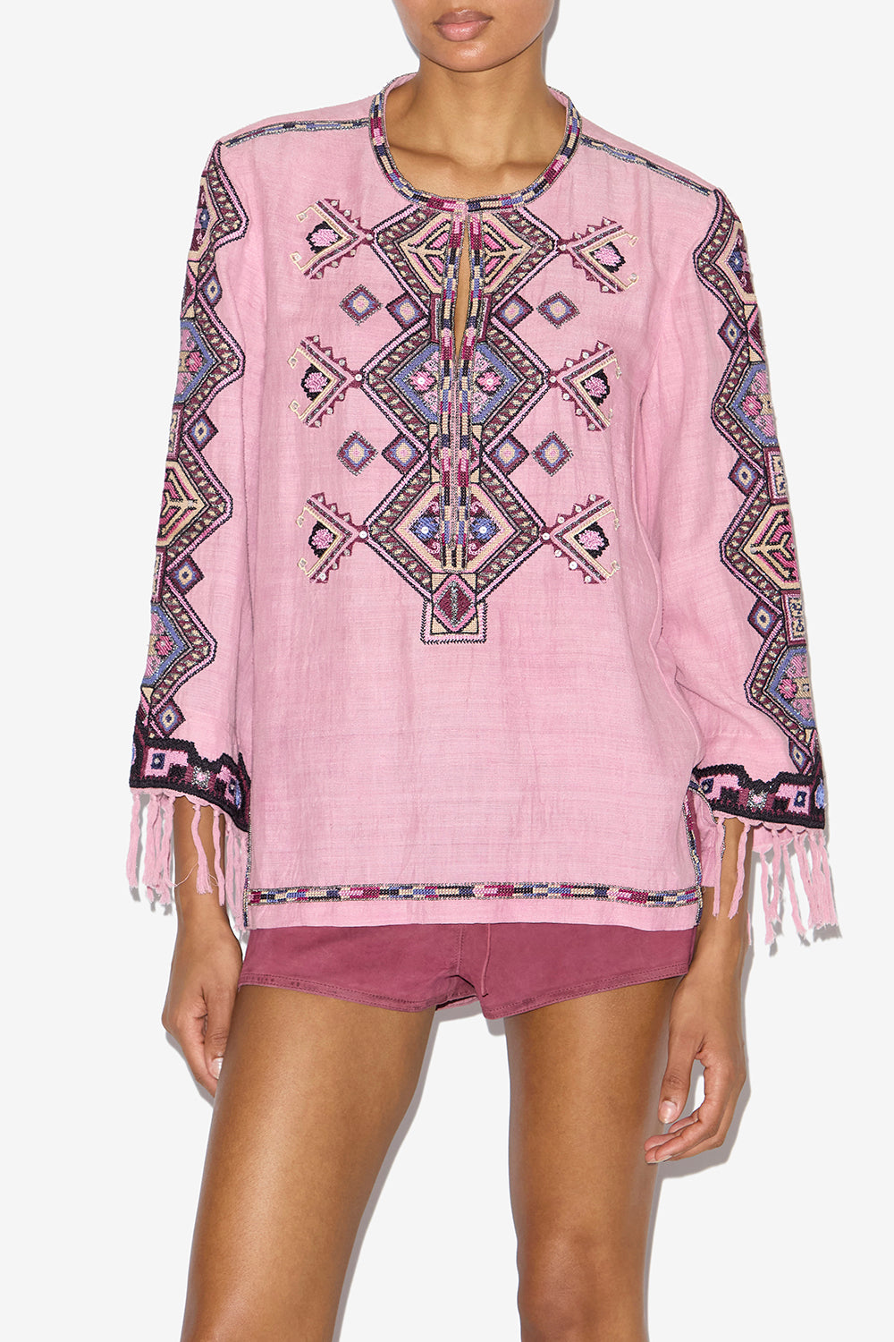 Blusa zelda de seda matka bordada - Antique pink - Woman - 4