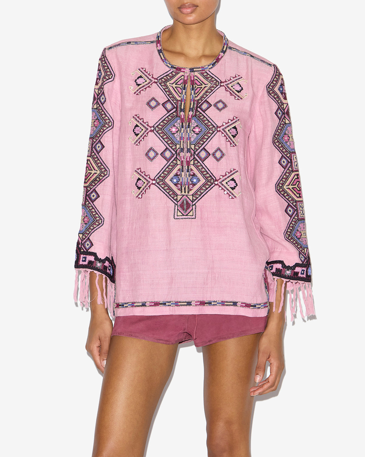 Blusa zelda de seda matka bordada - Antique pink - Woman - 3