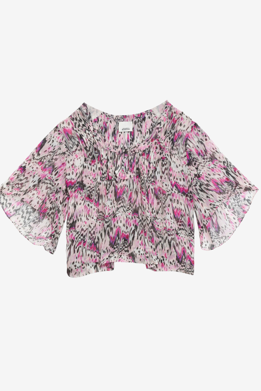 Ruta pleated printed silk top - Pink - Woman - 1