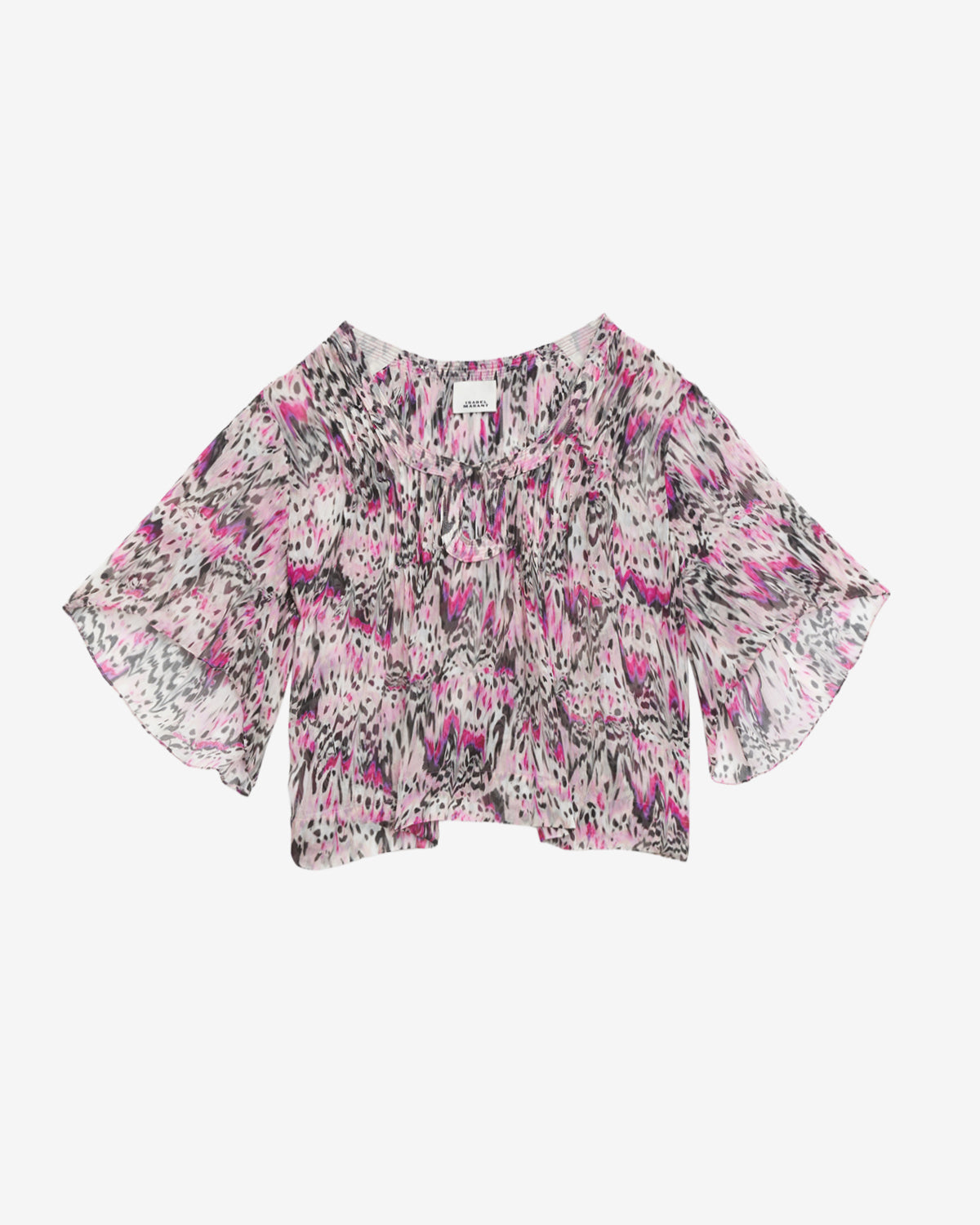 Ruta pleated printed silk top - Pink - Woman - 5