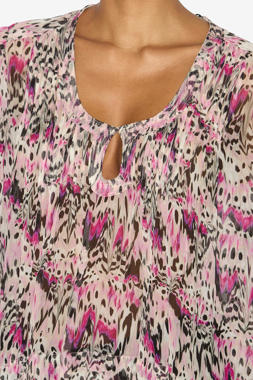 Ruta pleated printed silk top - Pink - Woman - 3