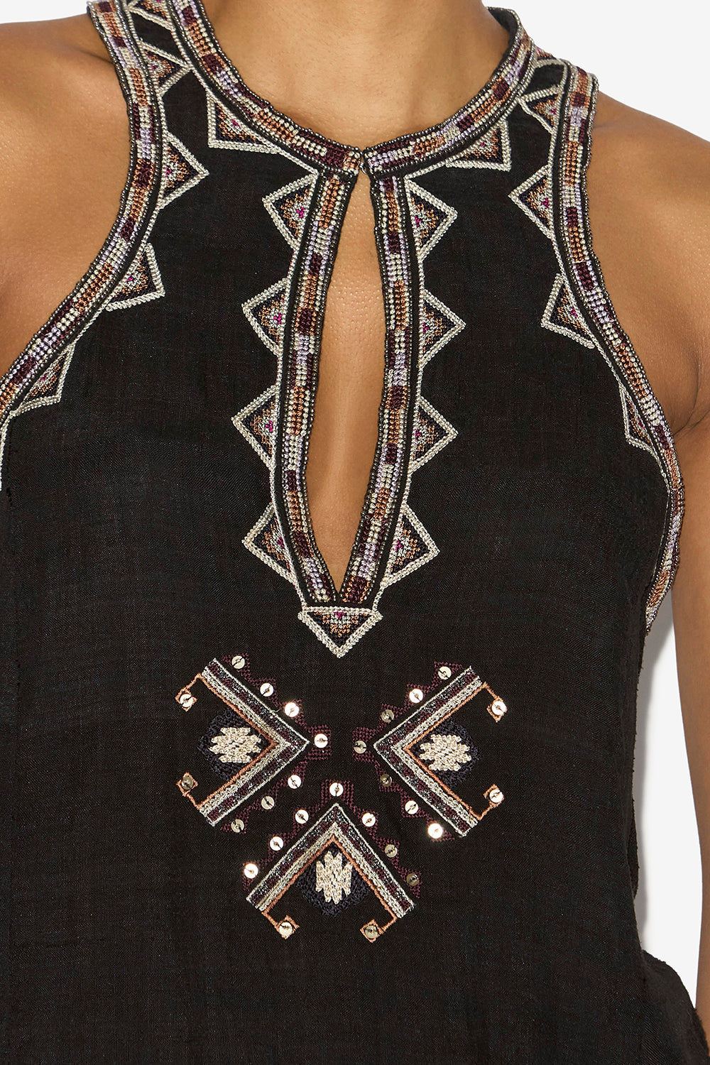 Zahara 刺繍入りマトカシルク製 トップス - 黒 - Woman - 3