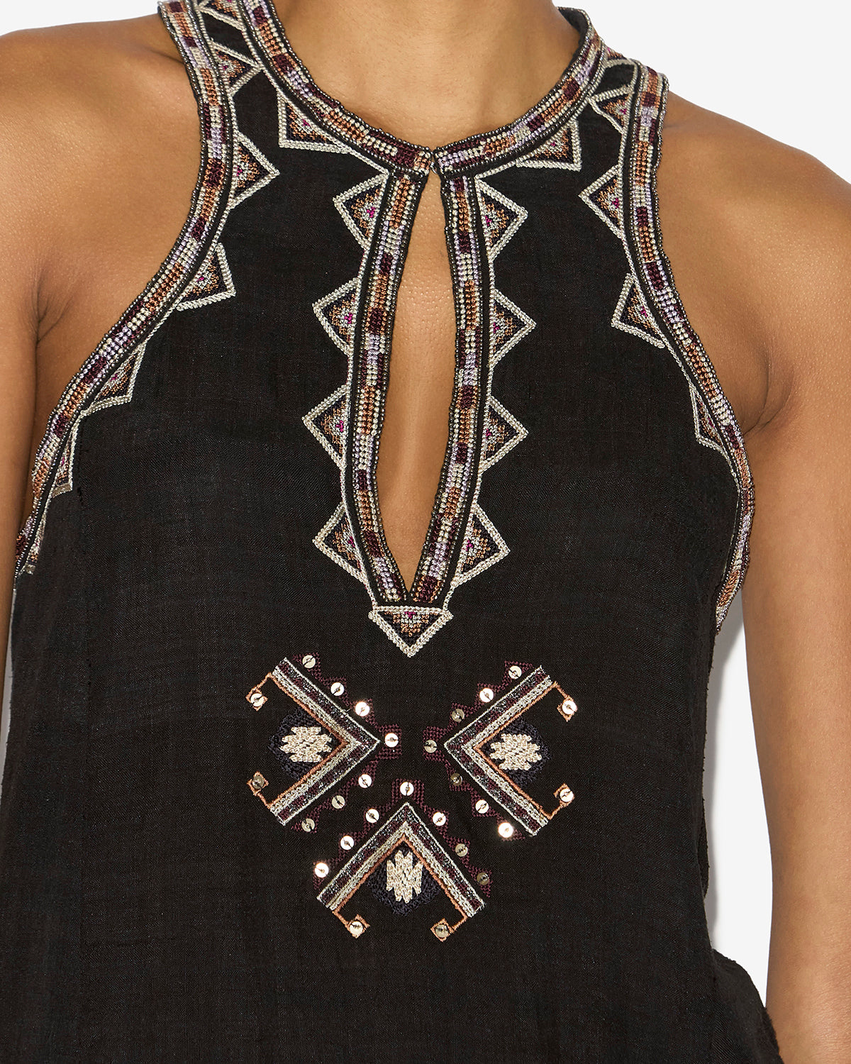 Zahara embroidered matka silk top - Black - Woman - 2
