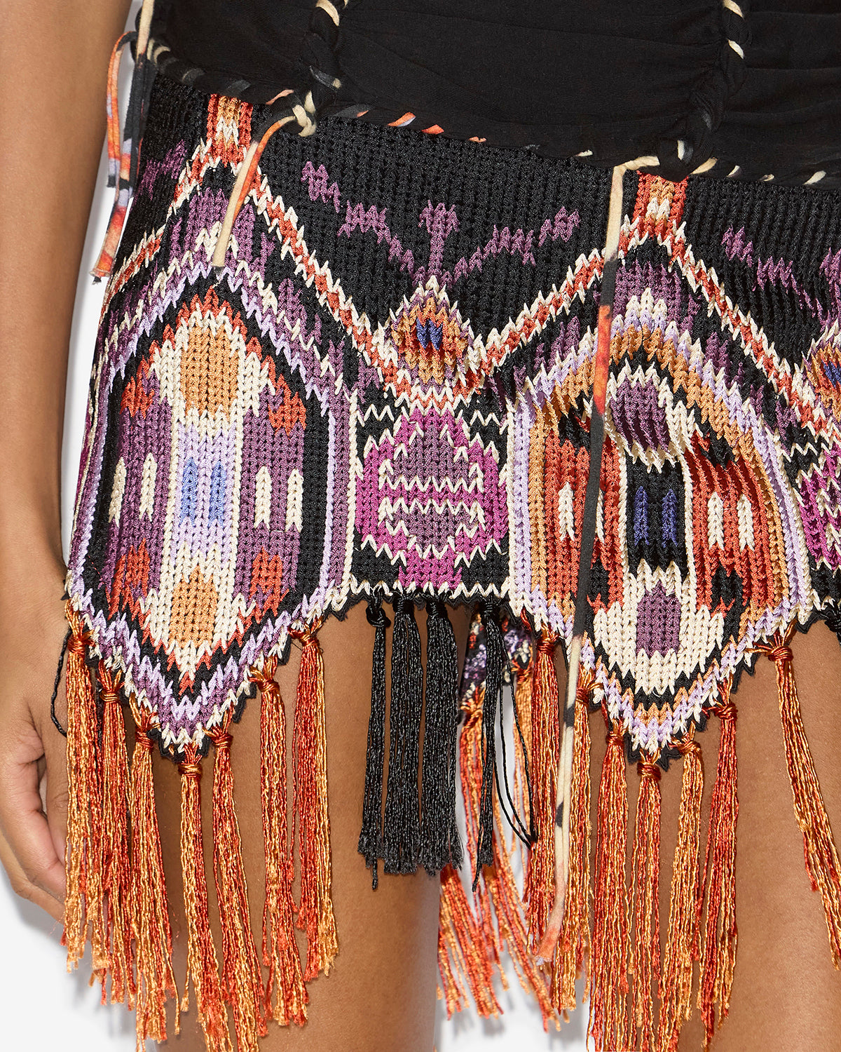 Jupe yolana brodée à franges - Orange - Woman - 2