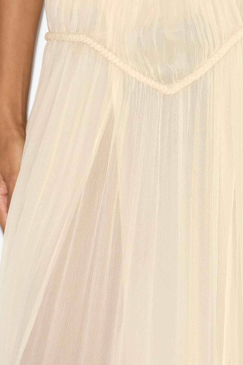 Gonna rolande in seta arricciata a tinta unita - Ecru - Woman - 3