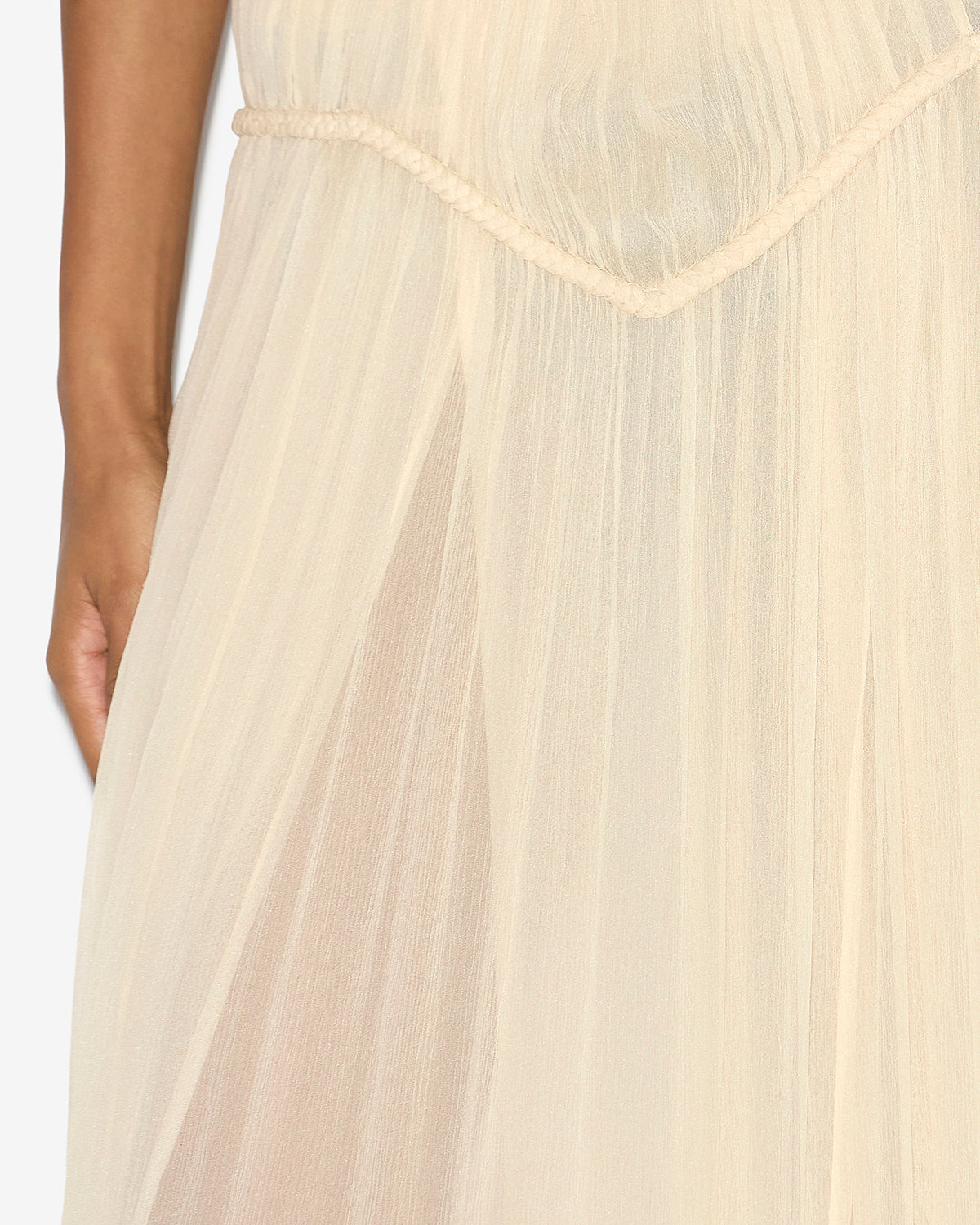 Jupe rolande en soie froncée unie - Écru - Woman - 2