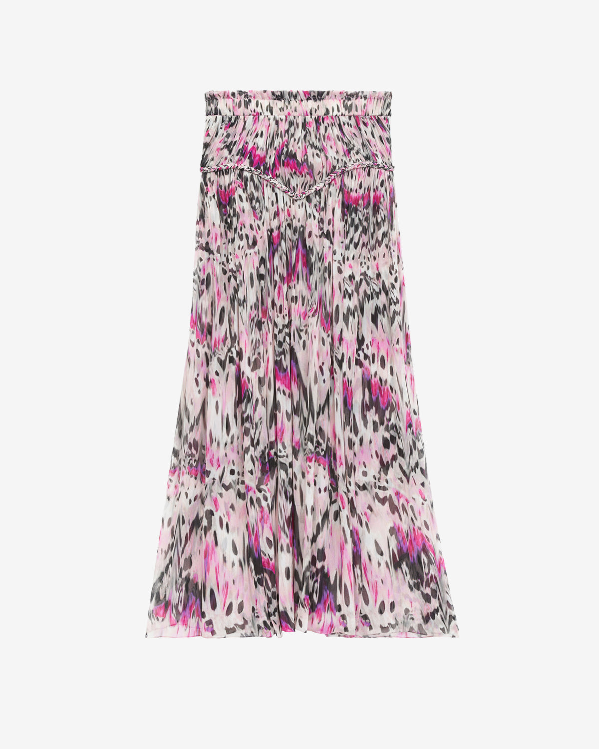 Falda rolande de seda fruncida estampada - Rosa - Woman - 5