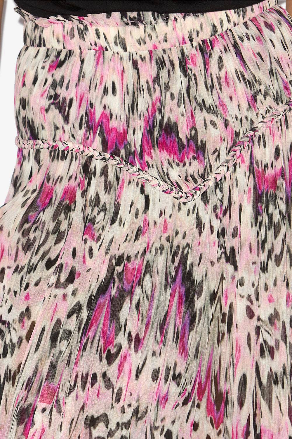 Gonna rolande in seta arricciata con stampa - Rosa - Woman - 3