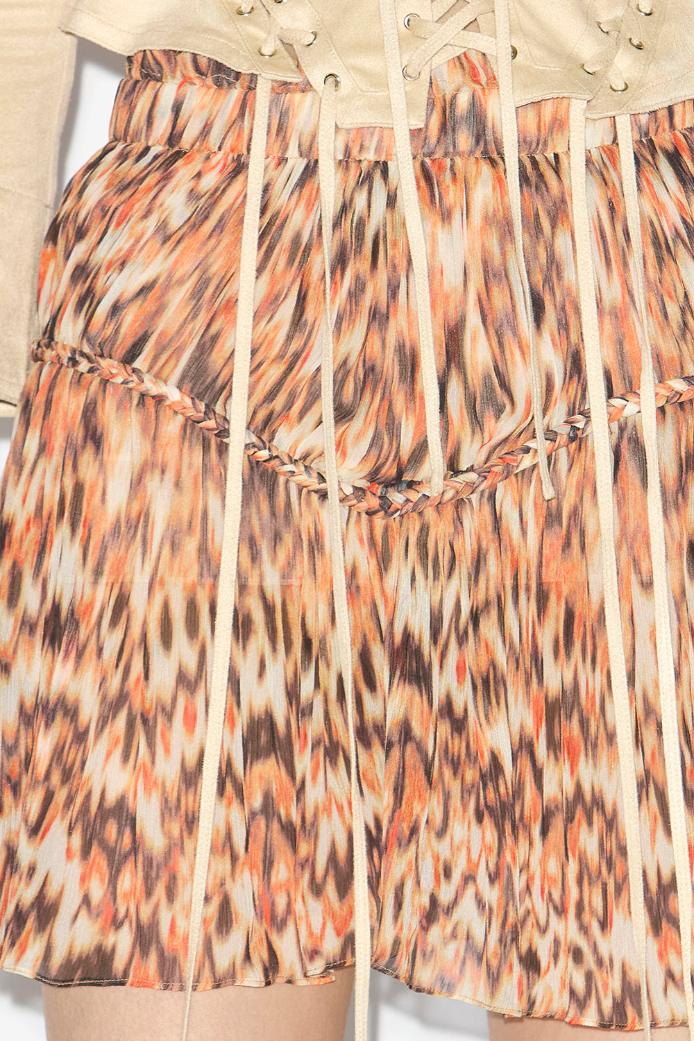 Bedruckter rock roumi aus geraffter seide - Orange - Woman - 2