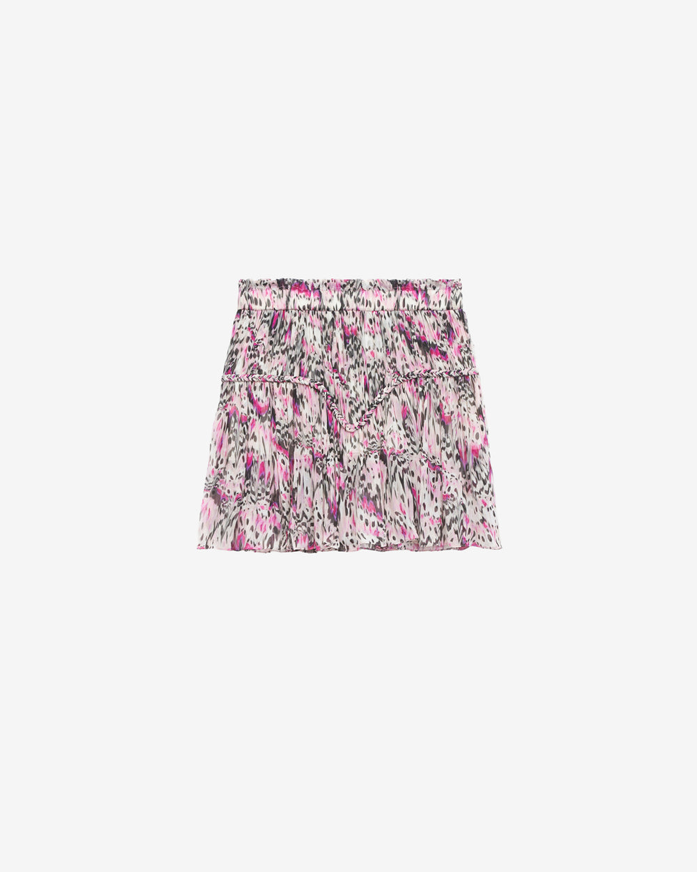Falda roumi de seda fruncida estampada - Rosa - Woman - 5