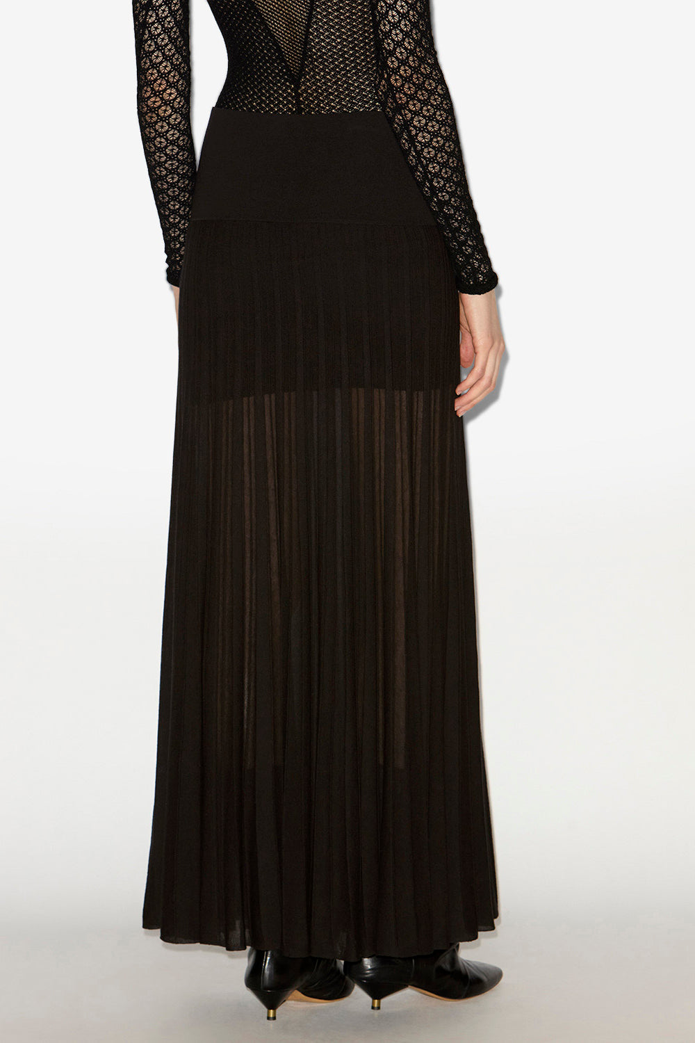 Falda larga ezra de punto plisada - Negro - Woman - 4