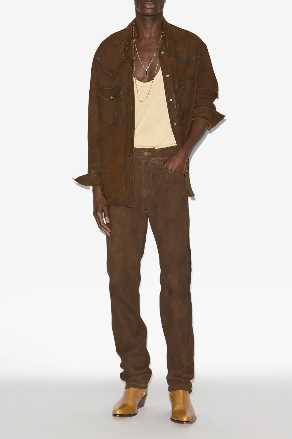 Lewys suede leather pants - Brown - Man - 2