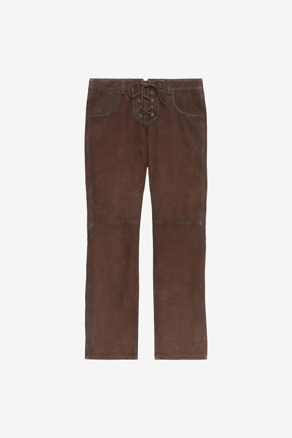 Pantalon à laçages vanel en cuir suédé - Marron - Woman - 1