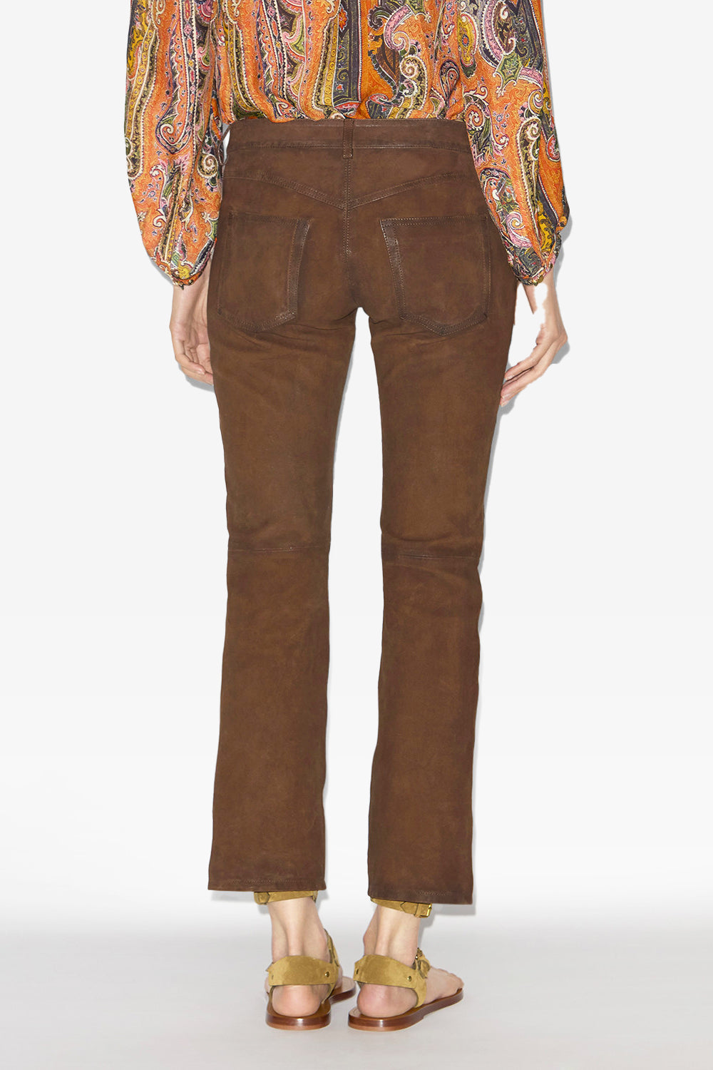 Pantalon à laçages vanel en cuir suédé - Marron - Woman - 5