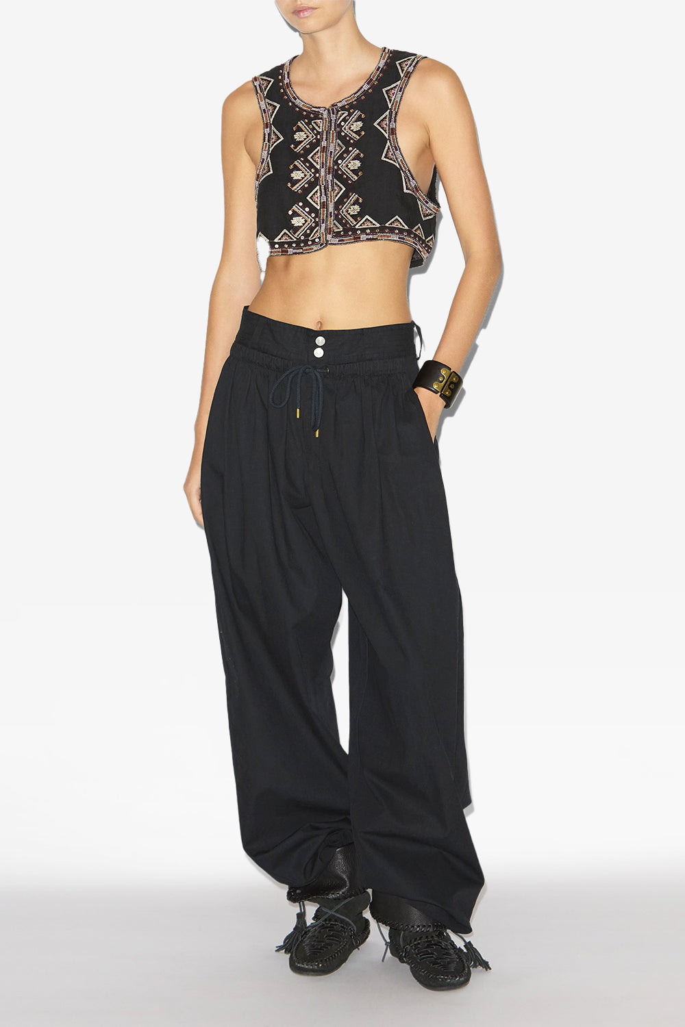 Pantalon loose inaya à fronces - Noir - Woman - 2