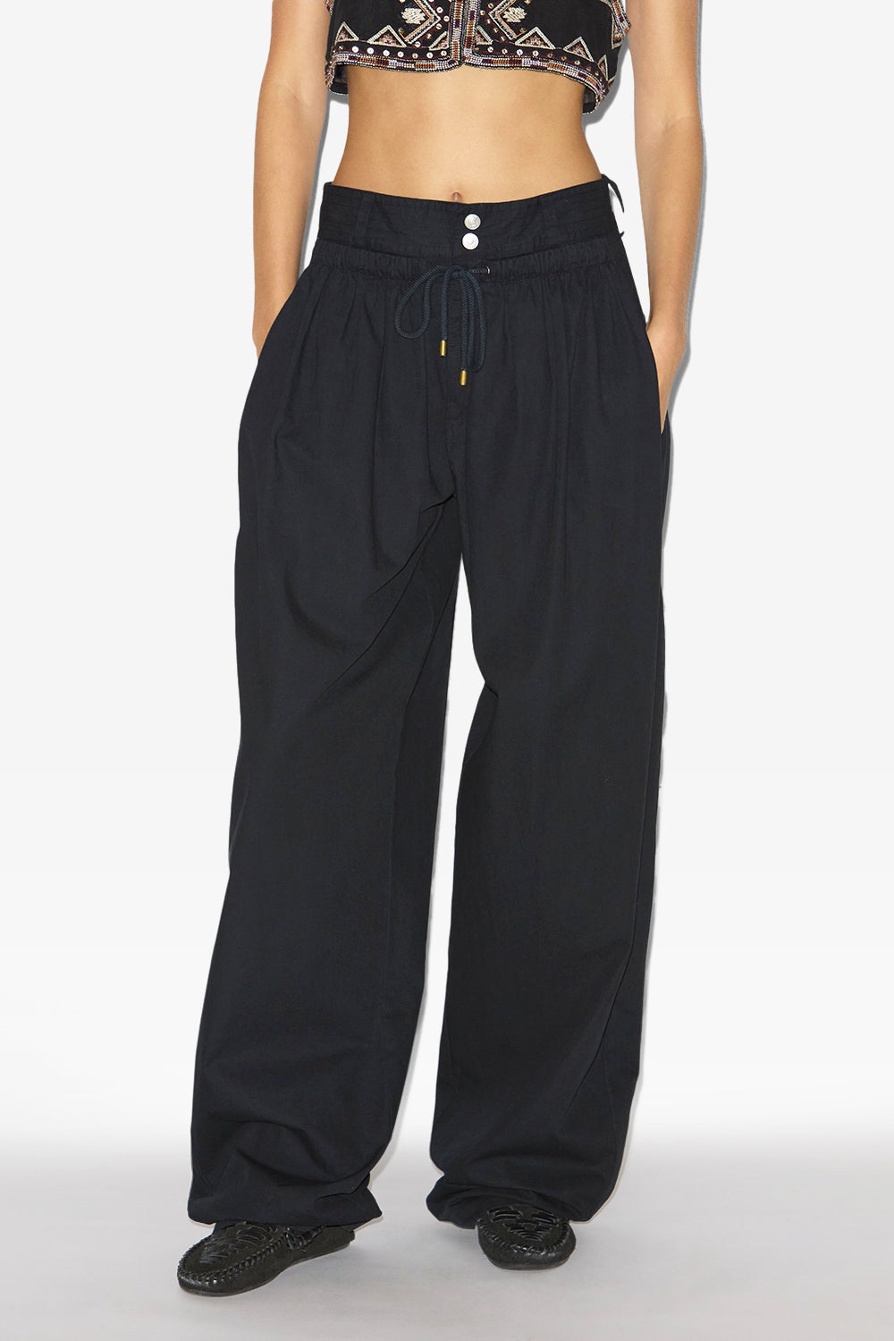 Pantalon loose inaya à fronces - Noir - Woman - 4
