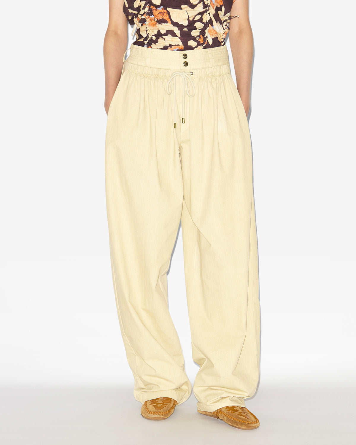 Inaya gathered loose fit pants - Ecru - Woman - 3
