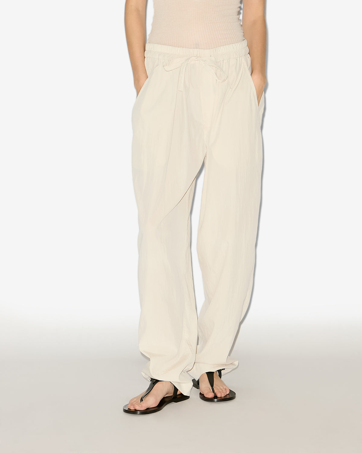Hectorina gathered technical fabric pants - Ecru - Woman - 3