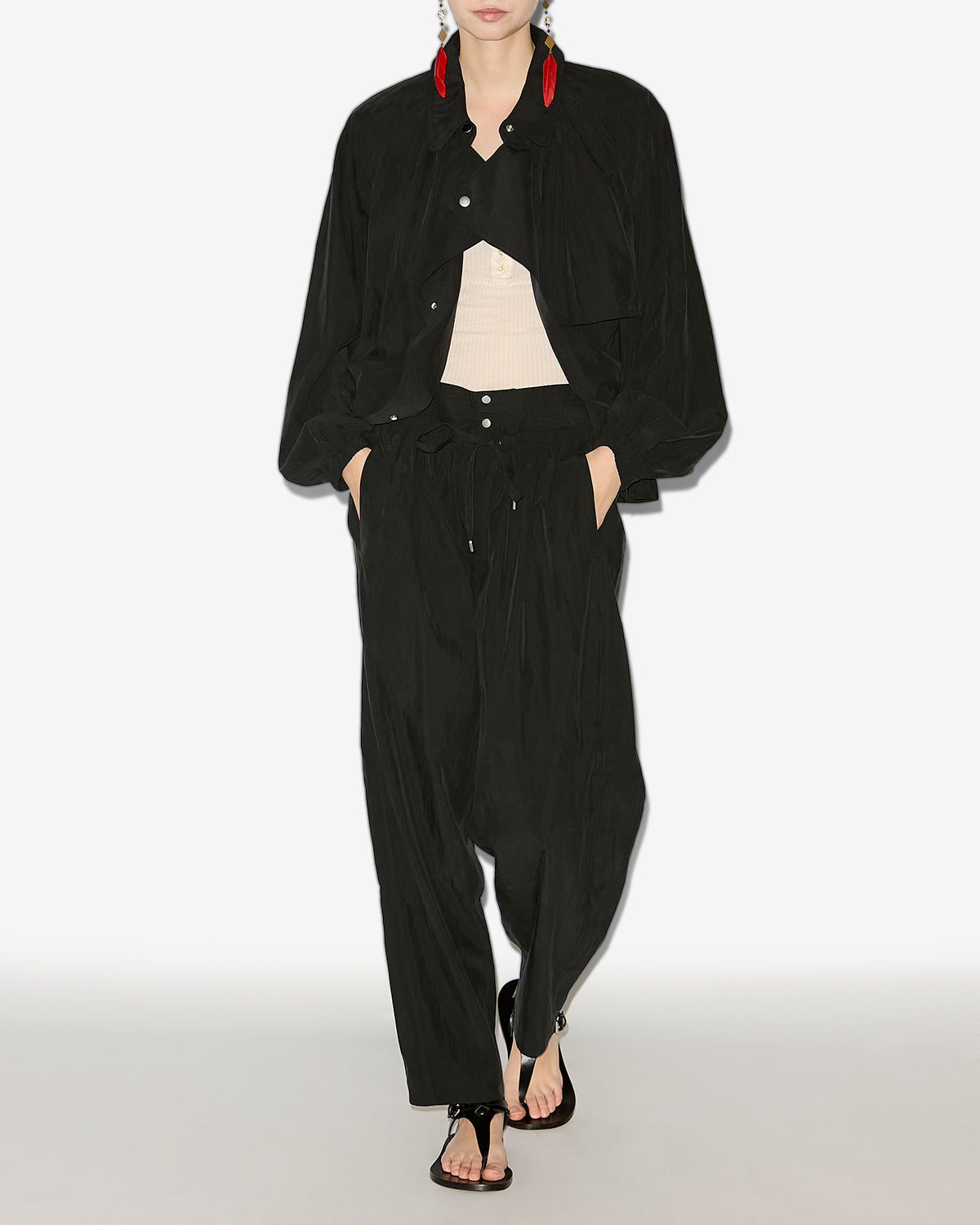 Gleenaf 프린지 디테일 스트레이트 팬츠 - 검은색 - Woman - 1