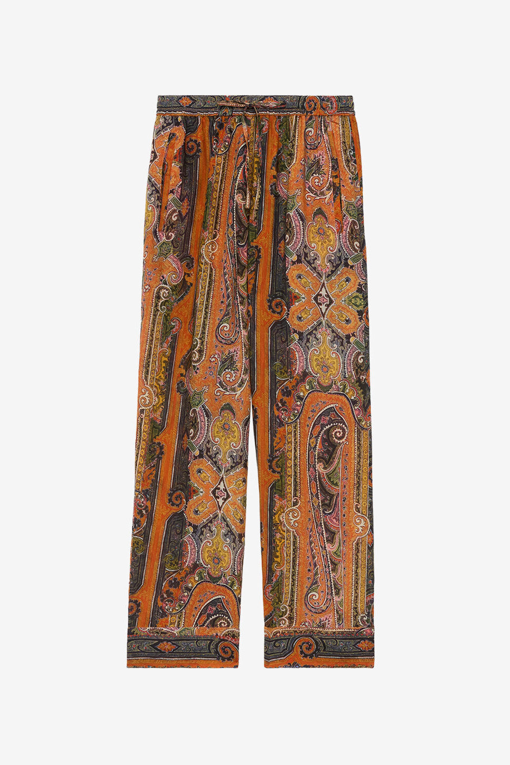 Pantalon sydna en soie imprimé - Orange - Woman - 1