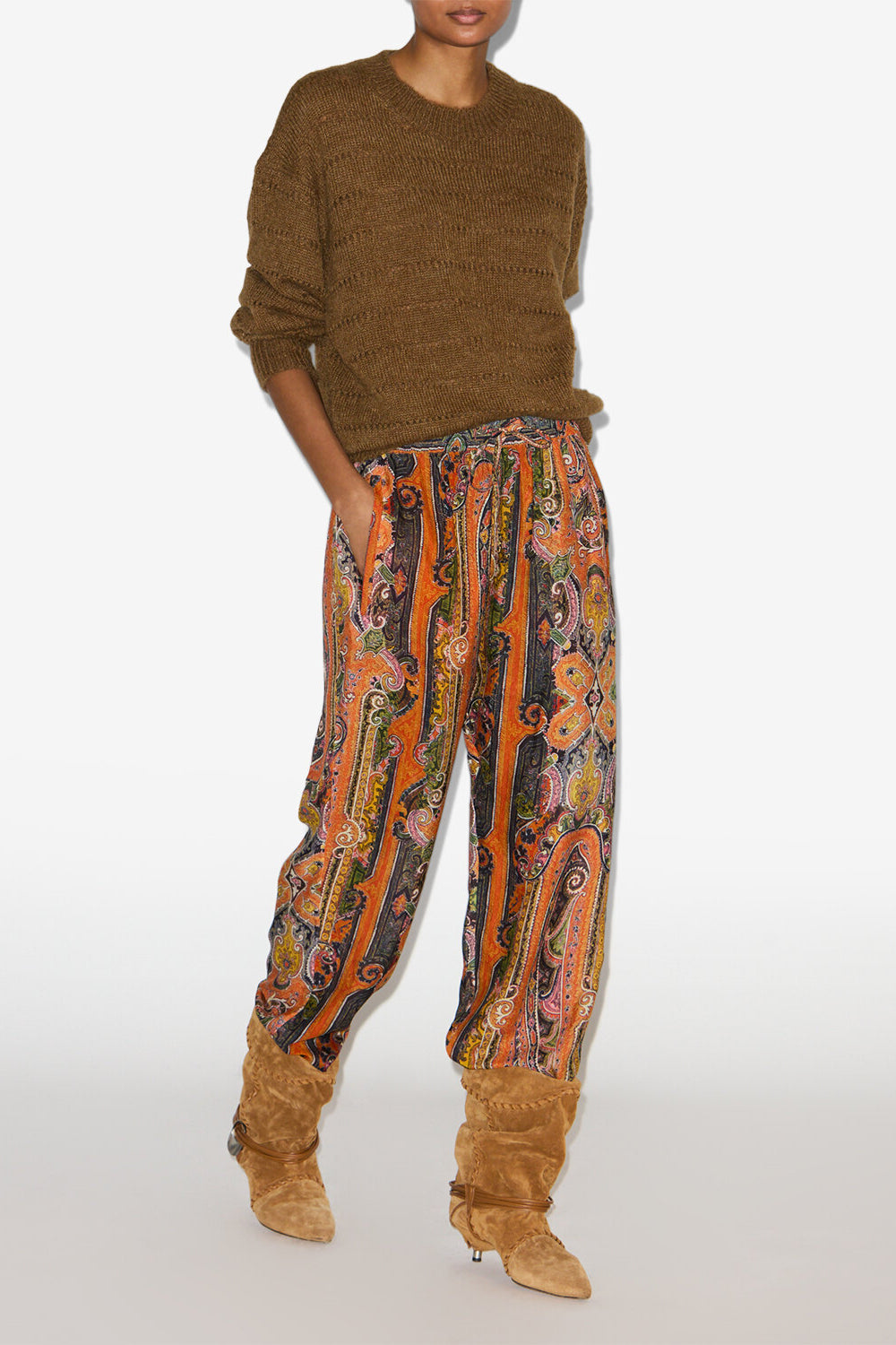 Pantalon sydna en soie imprimé - Orange - Woman - 2