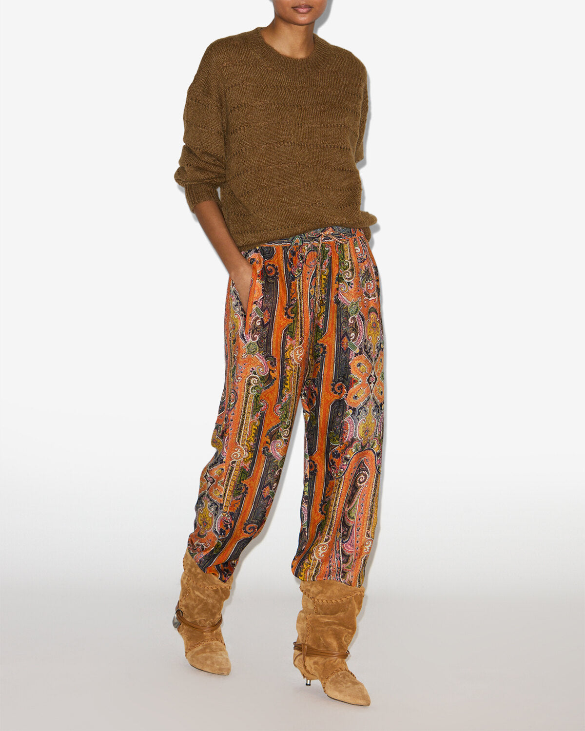 Pantalón sydna de seda estampada - Naranja - Woman - 1