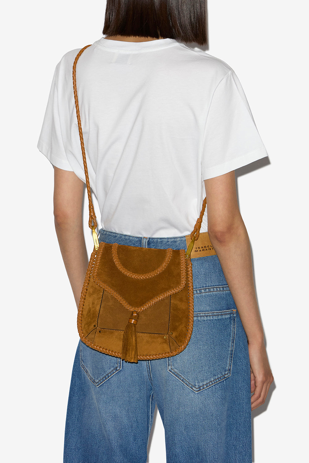 Umhängetasche anahi aus geflochtenem veloursleder - Cognac - Woman - 2