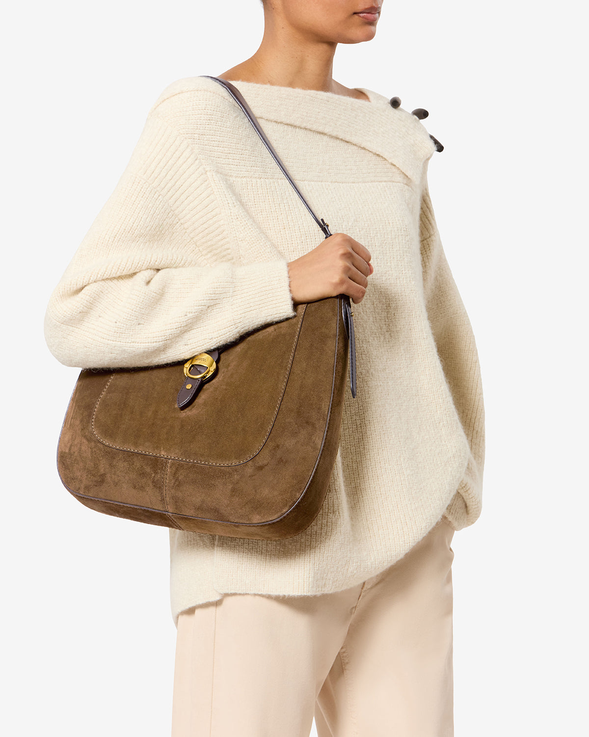 Altay Hobo bag in suede Woman bronze | ISABEL MARANT Official