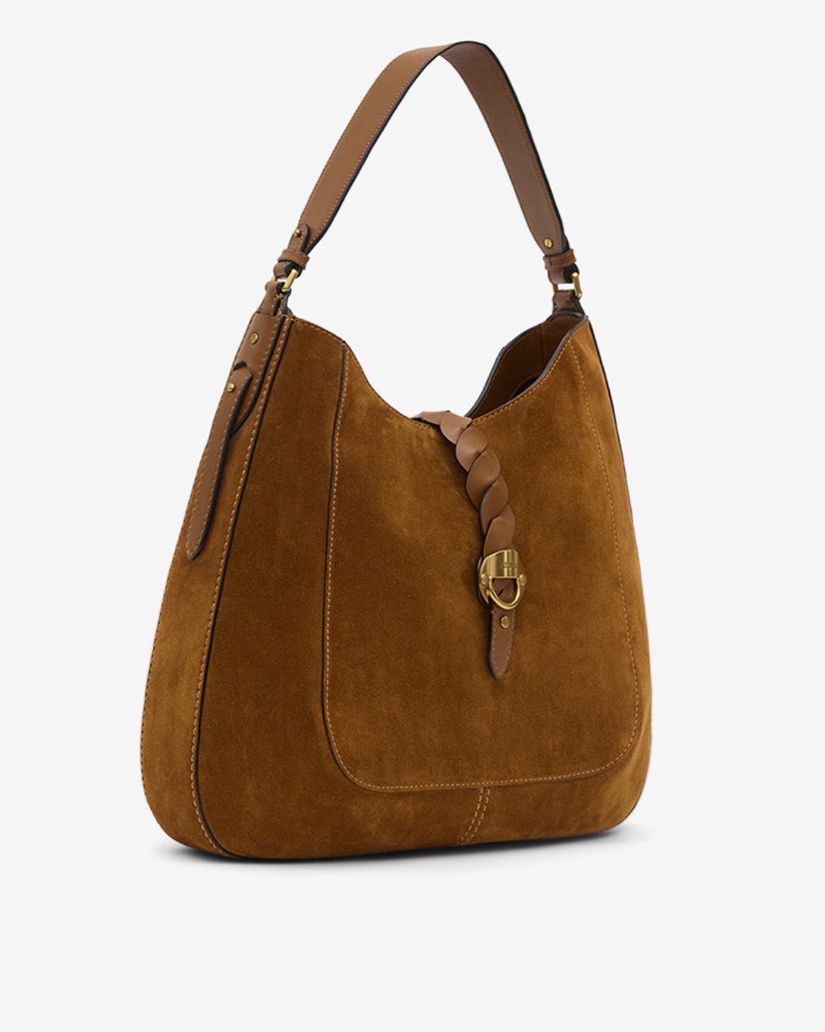 Altay hobo suede calfskin leather bag - Cognac - Woman - 5