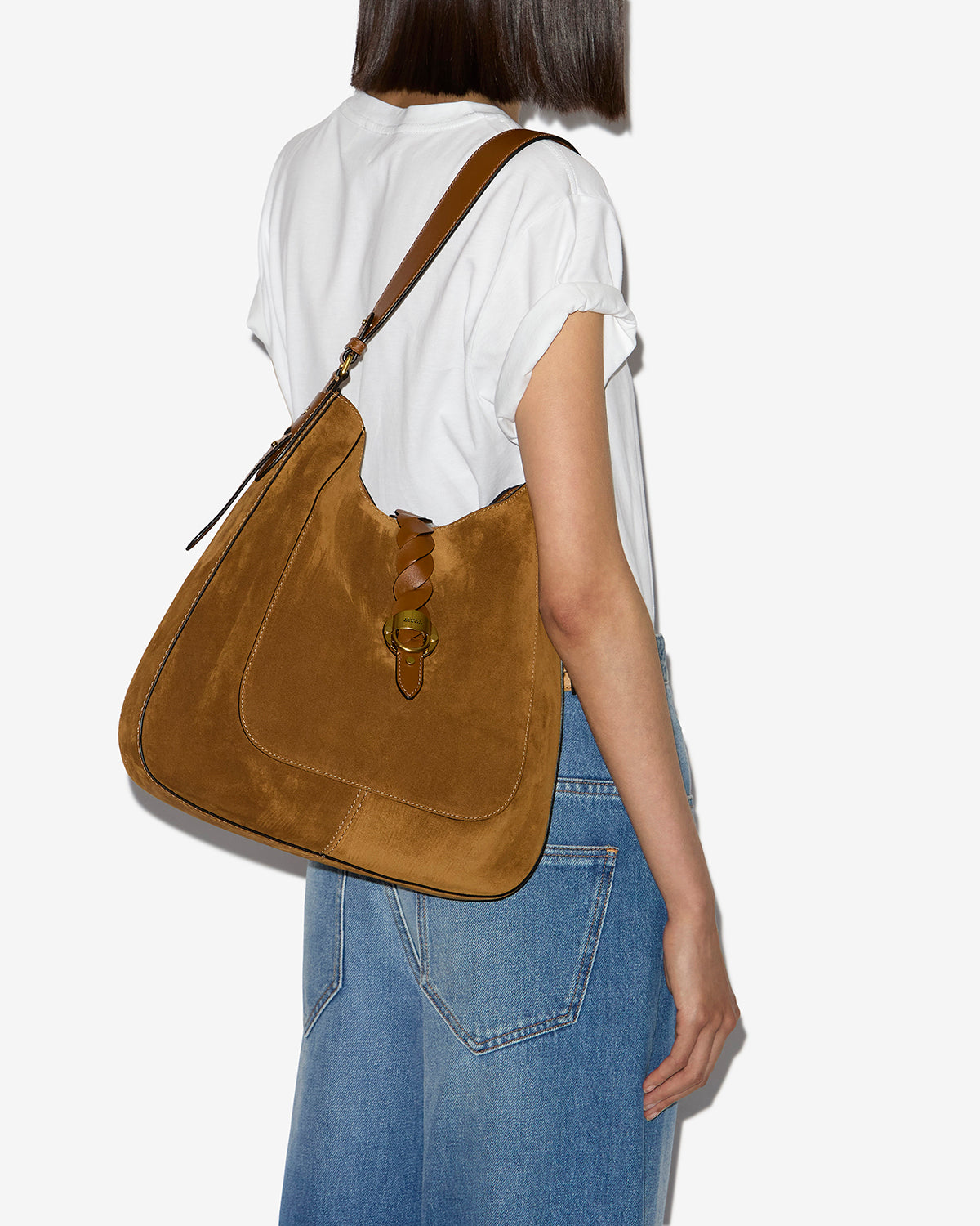Altay hobo suede calfskin leather bag - Cognac - Woman - 4