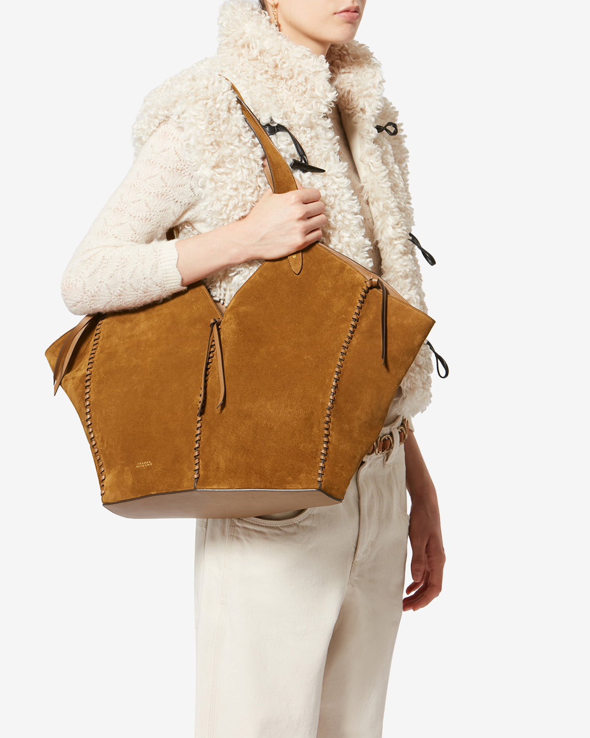 TAMPA TOTE SHOULDER BAG Woman cognac | ISABEL MARANT Official