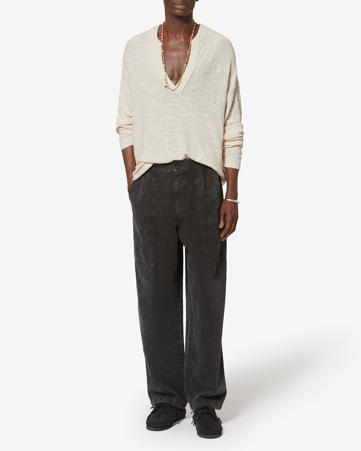 Pull en maille texturée arnold - Écru - Man - 1