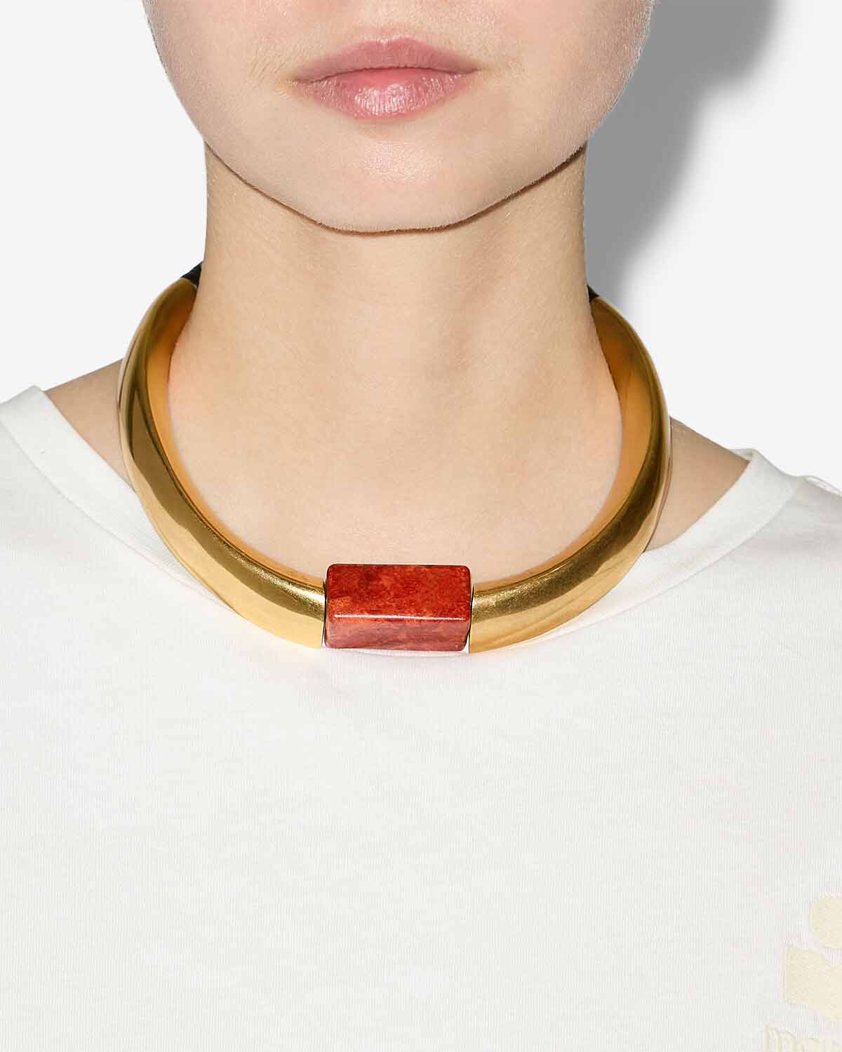 Noly necklace with stone - Orange-light brass - Woman - 2