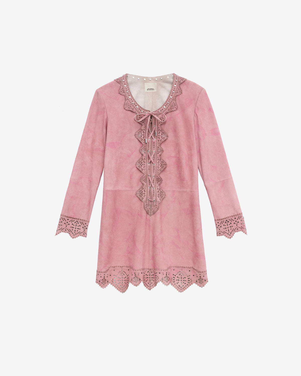 Robe courte charlina en cuir d'agneau suédé - Antique rose - Woman - 5
