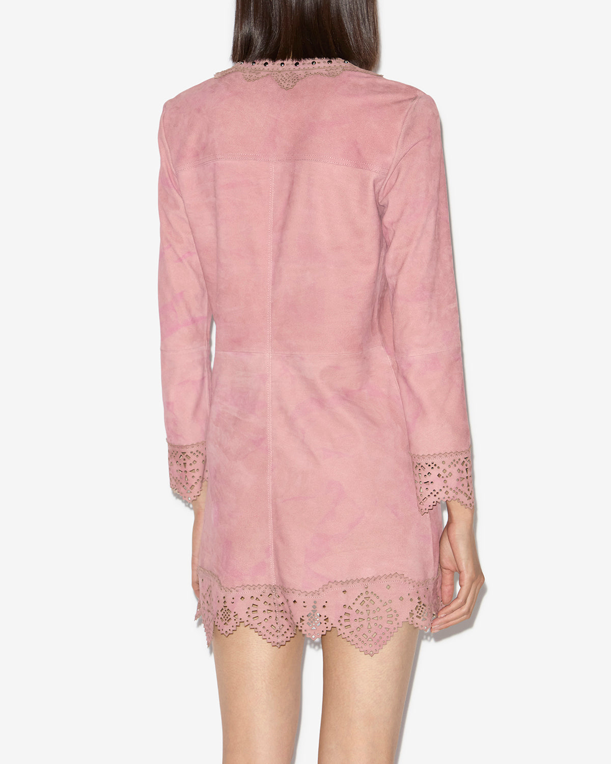 Robe courte charlina en cuir d'agneau suédé - Antique rose - Woman - 4