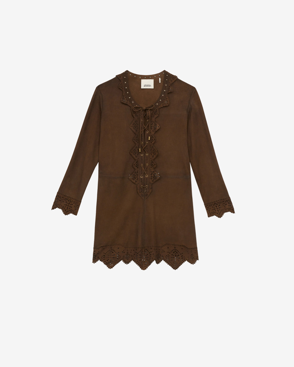Robe courte charlina en cuir suédé - Marron - Woman - 1