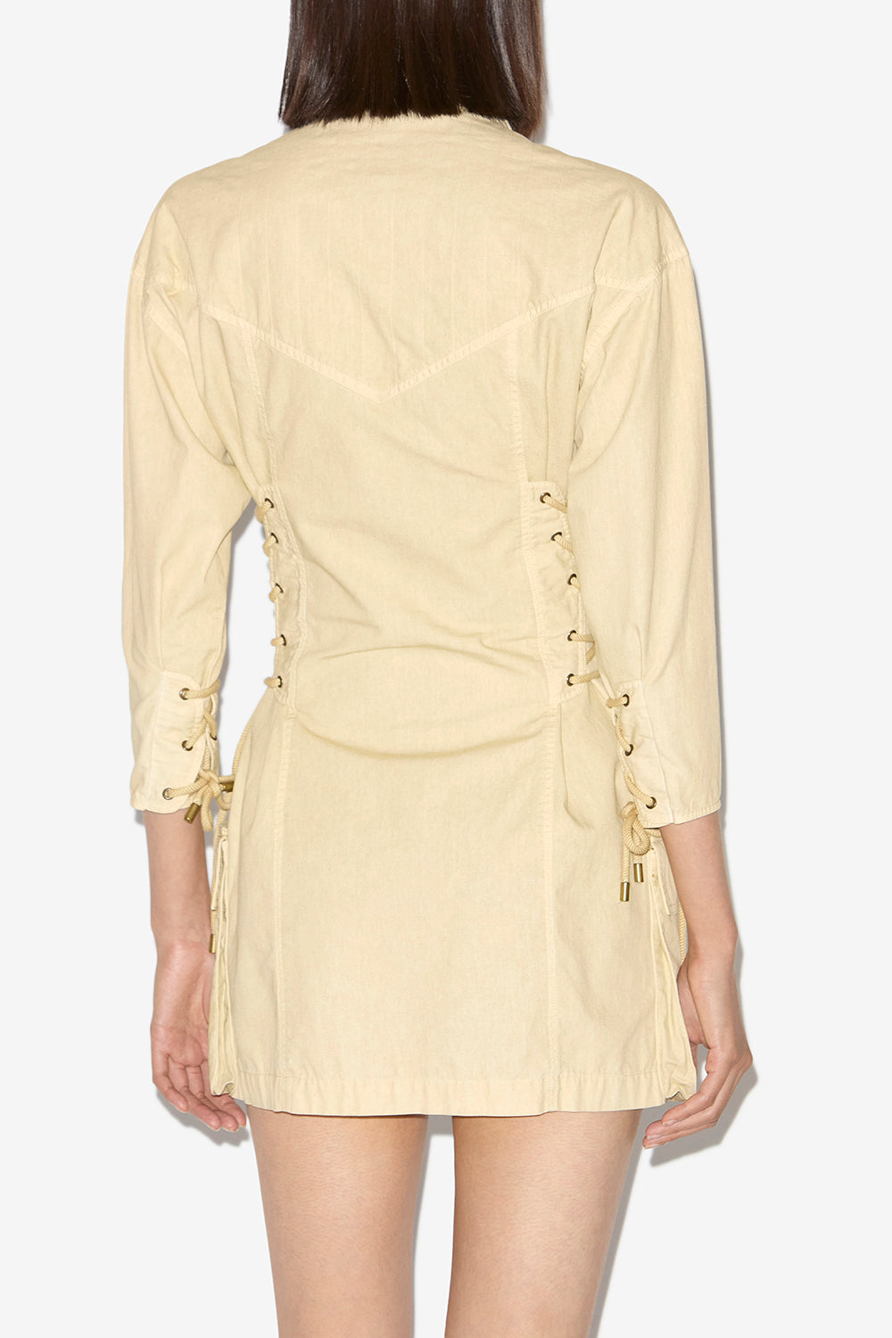 Abito izarra corto con allacciature - Ecru - Woman - 4