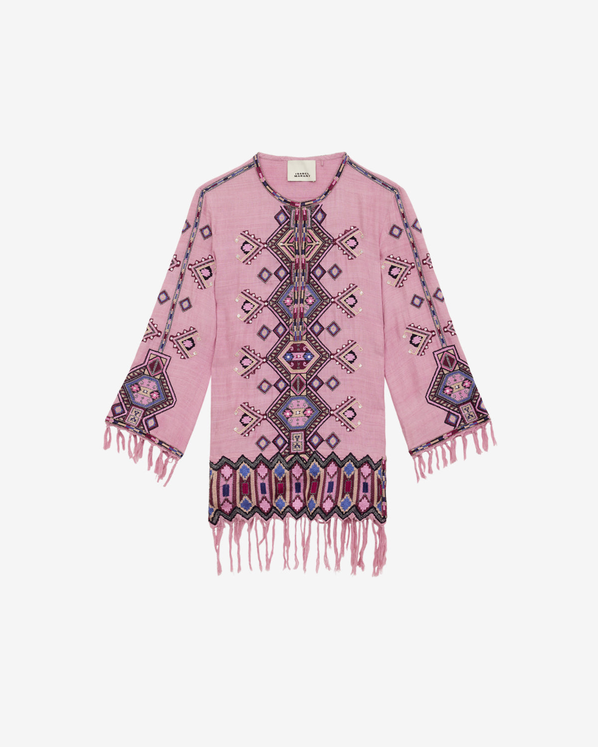 Robe courte zayana en soie matka brodée - Antique rose - Woman - 5