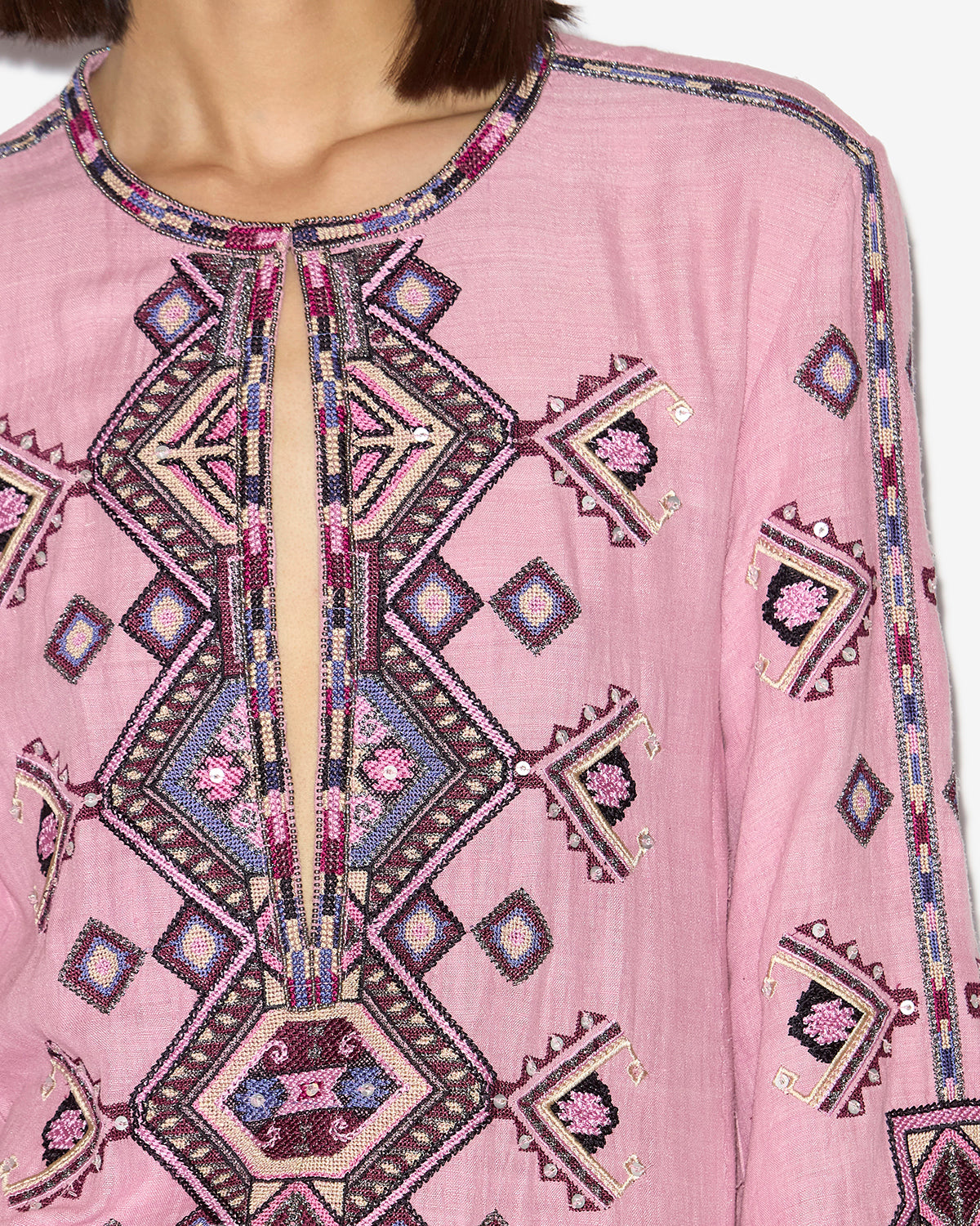 Robe courte zayana en soie matka brodée - Antique rose - Woman - 2