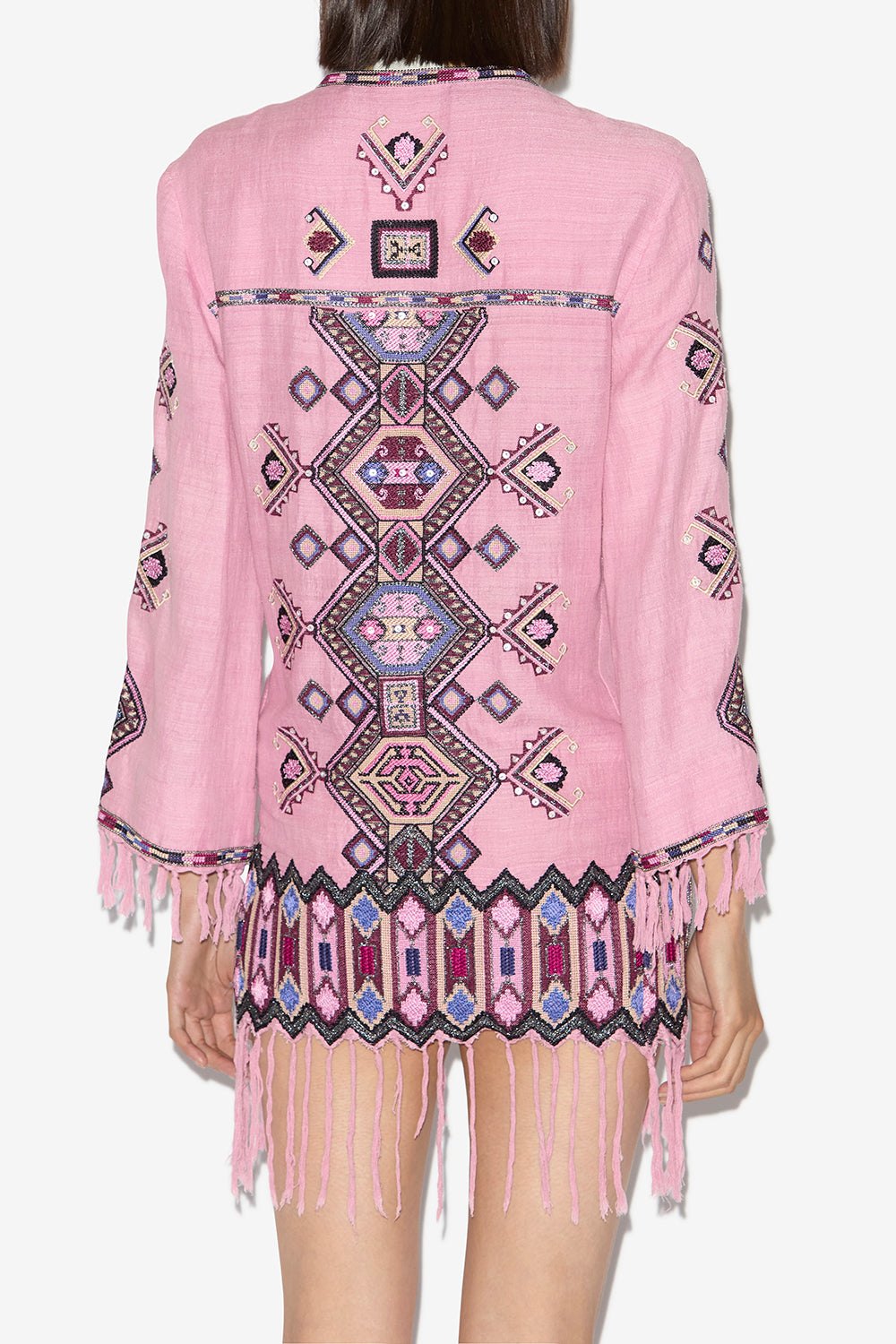 Robe courte zayana en soie matka brodée - Antique rose - Woman - 5